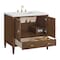 James Martin Vanities 36'' Vanity, Mid Century Walnut w/ 3 CM White Zeus Quartz Top 485-V36-WLT-3WZ - alternate 7